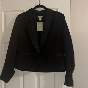 NWT! Classic Black Women's Blazer with satin trim and buttons